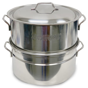 Bayou Classic 300-505 Stainless Oyster Steamer Features Heavy Welded Loop Handles Domed Vented Lid Perfect For Steaming Up To A Half Bushel of Seafood and Vegetables