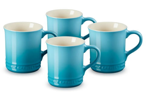 Le Creuset Stoneware Set of 4 Mugs, 14 oz. each, Caribbean