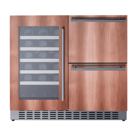Summit 36” Wine Cellar and Two Drawer Refrigerator Combination, 34 Bottle Capacity, Commercial, Built-in, Undercounter, Panel Ready* - SWCDAR36UCPNR (Panels Not Included)
