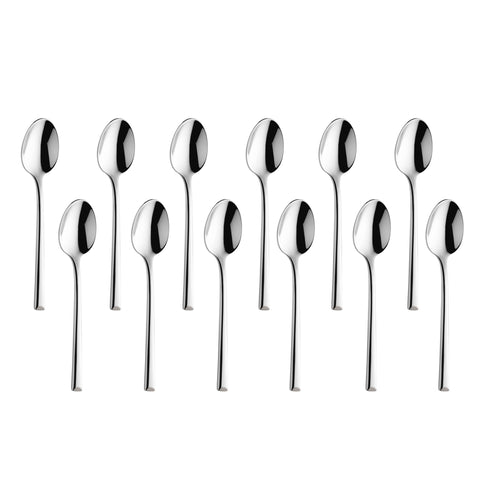 Amefa Metropole Set of 12 Moka Spoons, 18/10 Stainless Steel, 115 mm Long, Stainless Steel_18/10_304