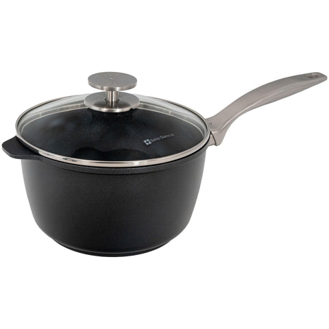 Swiss Diamond Nonstick Hybrid Ceramic and Diamond-Infused Saucepan With Glass Lid, PFAS- and PFOA-free, Dishwasher & Oven Safe Up To 500 °F (3.2 Quart)