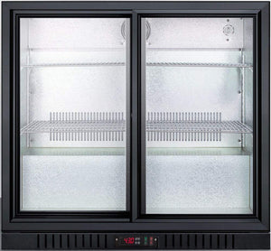 Summit SCR700BCSS 36"" Freestanding Beverage Center with 7.4 cu. ft. Capacity 4 Adjustable Wire Shelves Lock Adjustable Thermostat and Automatic Defrost in Black