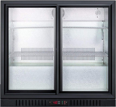 Summit SCR700BCSS 36"" Freestanding Beverage Center with 7.4 cu. ft. Capacity 4 Adjustable Wire Shelves Lock Adjustable Thermostat and Automatic Defrost in Black
