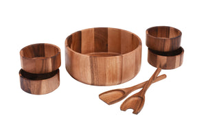 Kalmar Home 7 Piece - Extra Large Salad Bowl with Servers and 4 Individuals