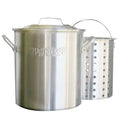 Bayou Classic 4325 25-qt Aluminum Shrimp Pot Features Perforated Aluminum Basket Domed Vented Lid Heavy Riveted Handles Perfect For a Classic Shrimp Boil