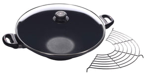 Swiss Diamond 611361 14.1" 6.3 Qt. Covered Wok w/Rack and 2 Short Handles