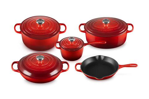Le Creuset Enameled Cast Iron Signature, 9-Piece Cookware Set, Cerise