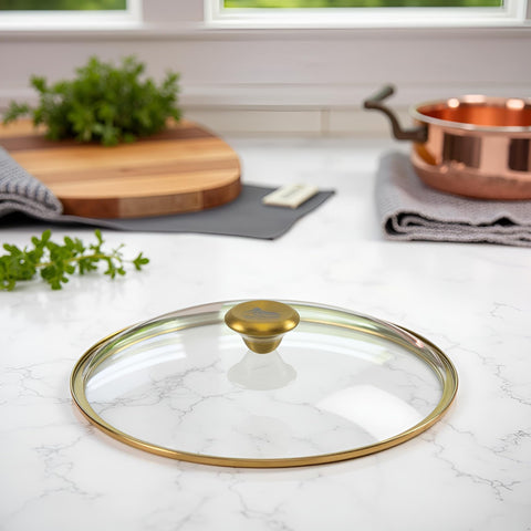 Big Kitchen?x?Old Mountain Exclusive 10" Refined Tempered Glass Lid with Steam Vent & Stainless Steel Rim Universal Replacement Cover for Skillets Dutch Ovens Saucepans (10.25" x 10.25" x 2.75")