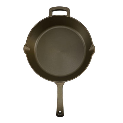 Big Kitchen?x?Old Mountain Exclusive 10" Pre-Seasoned Cast Iron Skillet Smooth Polished Cooking Surface Frying Pan, Oven Safe, Grill & Stovetop Friendly Cookware (16.75" x 11" x 2.12")