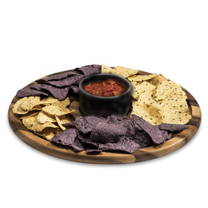 Kalmar Home 12" Chip 'n Dip with Black Ceramic Bowl