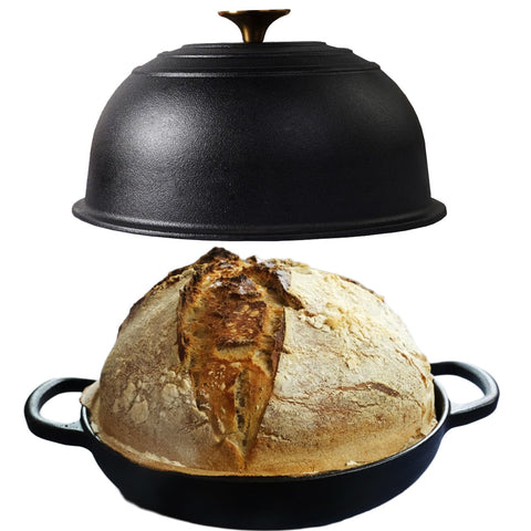 Cast Iron Bread Pan, Sourdough Artisan Bread Oven – Pre-Seasoned – Round 26 cm, 6.25 L (6.6 qt) – Boule Pan with a Deep Lid for Steam Baking