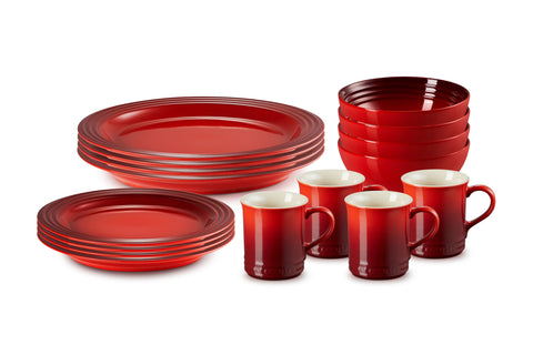 Le Creuset Stoneware Dinnerware Set, 16 pc., Cerise