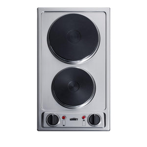 Summit 12" 2 Burner Electric Cooktop. Stainless Steel - CSD2B115