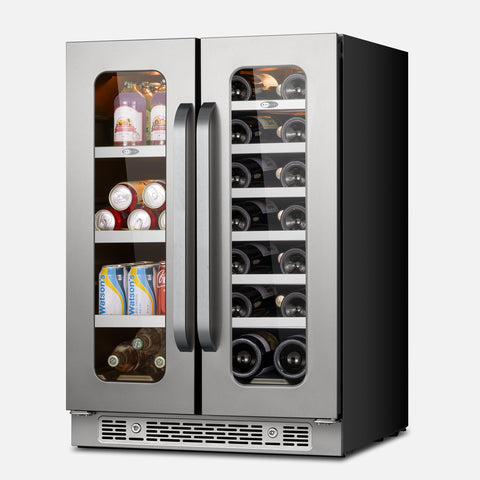 Whynter 24" Dual Zone Wine & Beverage Fridge, 20 Bottle 60 Can, BSR-6020FDS