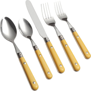 Ginkgo International Le Prix 20-Piece Stainless Steel Flatware Place Setting, Mimosa Yellow, Service for 4