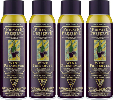Wine Preservation System | 100% Green Gas Based | Suitable For All Wine, Port, Sake, Cognac, Whiskey, Fine Oil & Vinegar (Pack of 4)