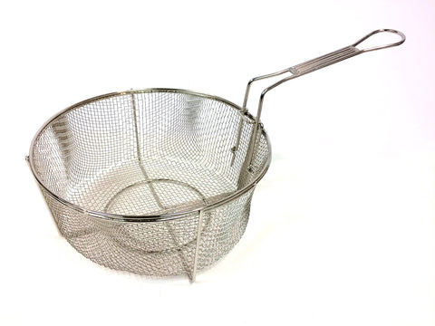 Bayou Classic 0126 11-in Stainless Fry Basket w/Folding Handle 5.5-in Depth Drain Hook Perfect for Fried Fish Chicken Shrimp Onion Rings Hushpuppies Fries and More