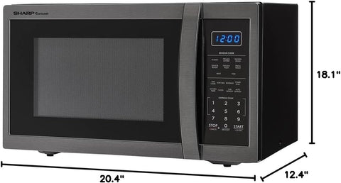 Carousel 1.4 Cu. Ft. 1100W Countertop Microwave Oven in Black Stainless Steel