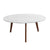 The Bianco Collection Stella 31" Round Italian Carrara White Marble Coffee Table with Walnut Legs