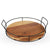 Twine Modern Manor Cocktail Tray Round Serving Platter with Handles for Drinks, Appetizers, Acacia Wood, Metal, 15.37? Diameter, Set of 1, Brown