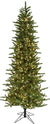 Fraser Hill Farm 7.5-Feet Pre-Lit Carmel Pine Slim Green Artificial Christmas Tree with White Incandescent Smart Lights, Realistic Foliage, Foldable for Easy Storage, Stand Included
