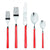 MEPRA Red Fantasia 5 Piece Place Setting Finish Handles Dishwasher Safe Cutlery